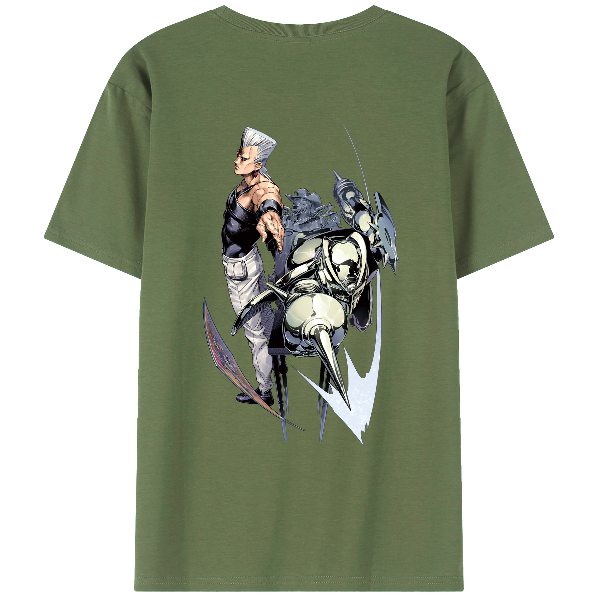 （画像用） ジョジョの奇妙な冒険 ジャン＝ピエール?ポルナレフ JoJo's Bizarre Adventure Jan Pierre Polnareff 綿100％ メンズ半袖Tシャツ（バックプリント） 通気性